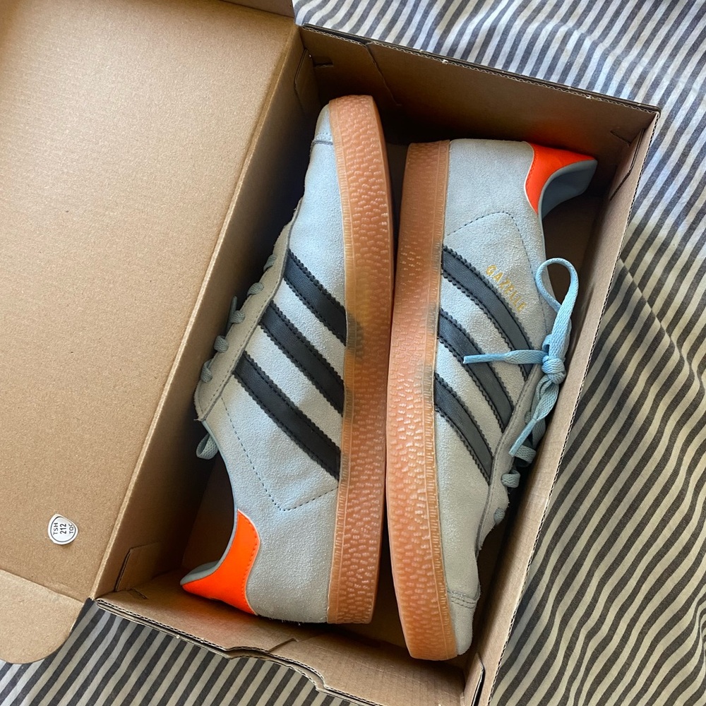 Adidas Gazelle Shoes - Light Blue and Orange